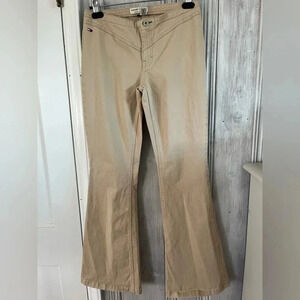 Tommy Hilfiger Y2K Low Rise Flare Chino Khaki Pants 5 prep preppy 2000s neutral